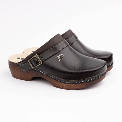 Saboti medicali, unisex, din piele neperforata, maro, Leon Next