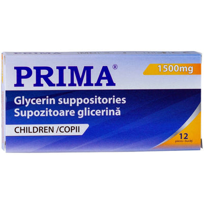 Supozitoare glicerina copii, PRIMA, 1500 mg, 12 supozitoare