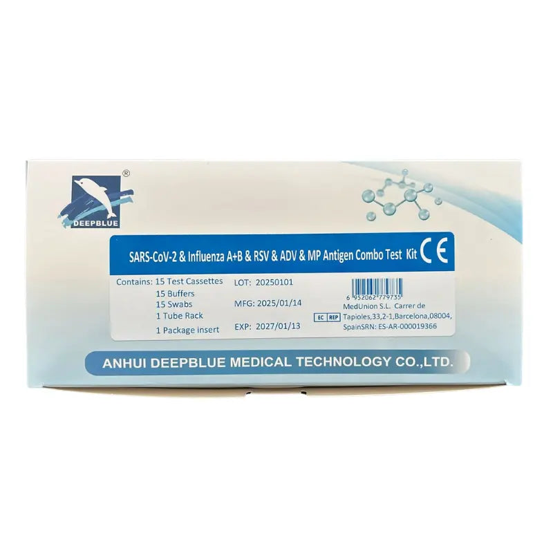 Test rapid antigen Combo 6 în 1 Deepblue, Gripă A/B, COVID-19, RSV, Adenovirus și Mycoplasma
