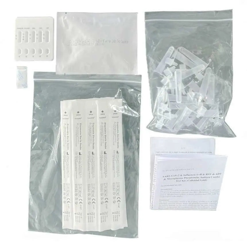 Test rapid antigen Combo 6 în 1 Deepblue, Gripă A/B, COVID-19, RSV, Adenovirus și Mycoplasma